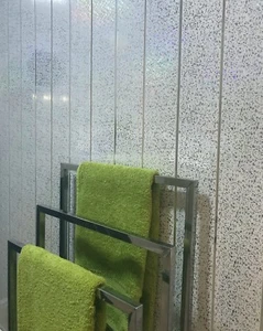 Platinum White Sparkle Chrome Ceiling Panels Bathroom Wall Cladding Shower PVC - Picture 1 of 12