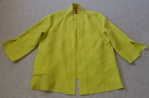NWOT Womens Jacket-IC by CONNIE K-'Kiwi' green crinkled 'Crop Kimono Cardigan'-M - Picture 1 of 4