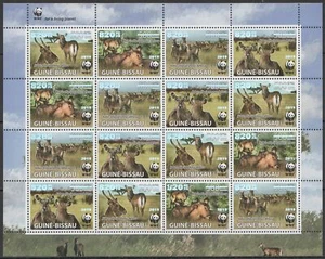 NW0793 ! SILVER OVERPRINT 2019 GUINEA-BISSAU WWF WATERBUCKS #10918-1 FULL SH MNH - Imagen 1 de 2