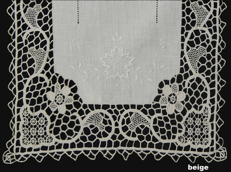 Creative Linens Handmade Reticella Lace Needle Lace Placemat Table Runner Beige - Image 1 of 1