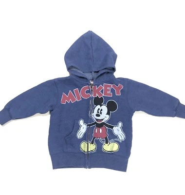 Mickey Mouse kids Full Zip Hoodie Sweatshirt Jacket Navy Blue Cotton XXS - Image 1 of 4