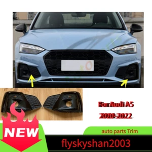 For Audi A5 2020-2022 Replace Bright Black Front Bumper Fog Light Cover LH+RH - Picture 1 of 9