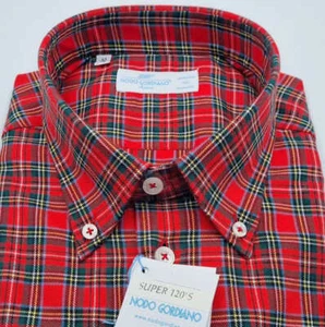 Hemd Schottisch Kariert Rot Button Down Cot. mako doppelt gedreht Tess. Monti - Bild 1 von 16