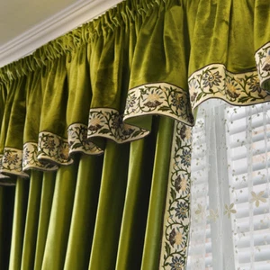 Luxury European thicken solid green Italy velvet cloth blackout curtain E905* - Picture 1 of 12