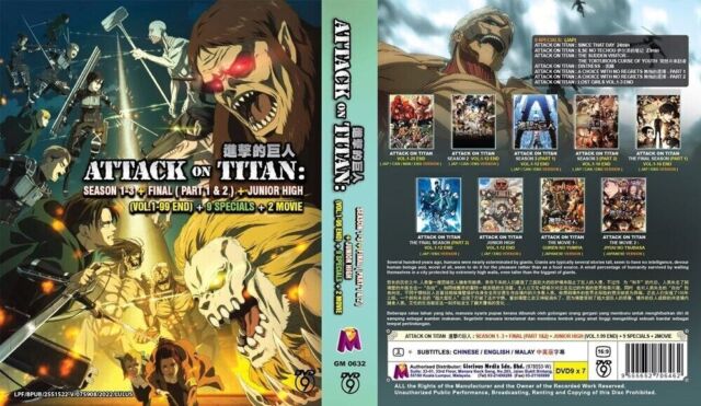 Dvd Attack On Titan Shingeki No Kyojin Legendado 1 2 3 4