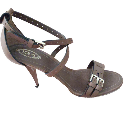 TOD’S Sandali alla caviglia nuovi Tod's in pelle marrone con dettagli fibbia taglia 10
