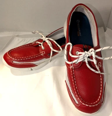 Rockport XCS Washable Leather and Mesh Red Boat Shoes K52269 Women Sz 6.5 - Image 1 of 4