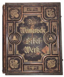 BEAUTIFUL LARGE ANTIQUE, GERMAN HOLY BIBLE, BIBLIA, OLD & NEW TESTAMENTS, JESUS - Picture 1 of 21