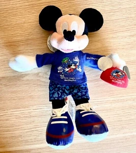 Vintage Mickey Mouse Bean Bag Plush Where Magic Lives Holding Souvenir Cap - Picture 1 of 11