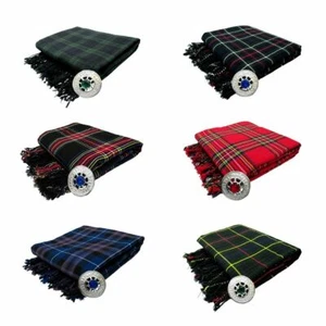 Kilt Fly Plaid 48"x 48" with Stone Brooch  / Kilt Fly Plaid Brooches - Picture 1 of 12