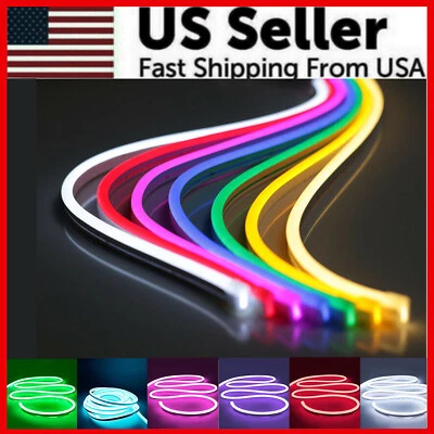 1M 2M 3M 5M 12V Flexible Sign Neon Lights Silicone Tube LED Strip Waterproof USA - Image 1 of 4