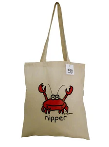 WIEDERVERWENDBARE TASCHE: Süße Tragetasche NIPPER Krabbe Beige Baumwolle. Ideales Geschenk. - Bild 1 von 18