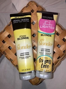 LOT 2 John Frieda Go Blonder Sheer Blonde 8.3 OZ Lightening Shampoo Lemon Love - Picture 1 of 2