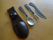 Hand Forged Medieval / Viking Cutlery Set in Leather Pouch