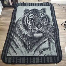 Vintage San Marcos Reversible Black Large Tiger Blanket 88” X 60” Heavyweight