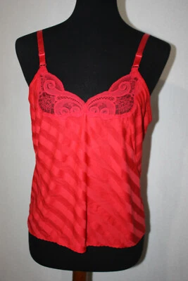 Vtg Undercover Wear Sz M Satiny Red Stripe Lingerie Negligee Nightie Camisole - Image 1 of 4