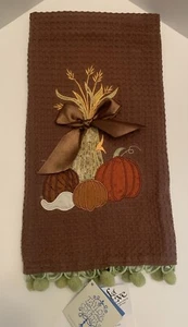 Toalla de cocina Taylor Coultas Holiday Acción de Gracias diseño de gofres calabazas nueva con etiquetas - Imagen 1 de 8