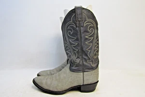 Botas vaqueras occidentales Justin para hombre talla 10 E de cuero gris - Imagen 1 de 11