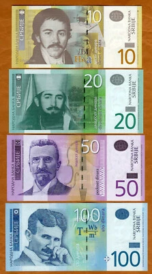 SET Serbia, 10;20;50;100 Dinara, 2013-2014, Selecciones 54b-55b-56b-57b UNC Foto 1 de 2