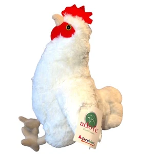 Peluche de pollo Adore Betty The Hen blanco y rojo con etiquetas patas posables de pie - Imagen 1 de 7