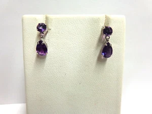 10kt White gold Iolite earrings pierced drop style wgt 1.3 grams tcw 2.50 - Picture 1 of 10