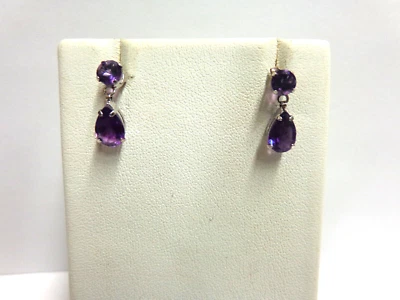 10kt White gold Iolite earrings pierced drop style wgt 1.3 grams tcw 2.50 - Image 1 of 4