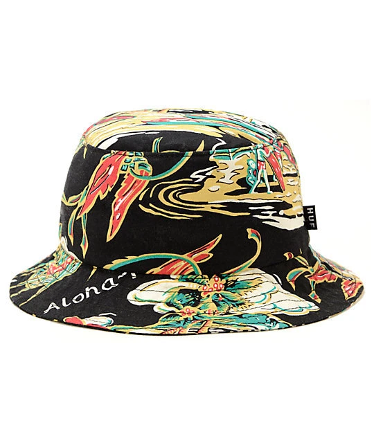 Huf SOUVENIR BUCKET Negro Multicolor Gráficos Para Hombre Sombrero de Cubo Foto 1 de 1