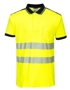 Portwest T180 PW3 Hi Vis Reflective Contrast Short Sleeve Polo Shirt - Bild 1 von 3