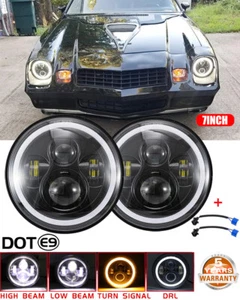 For Chevrolet Camaro Z28 SS RS 67-81 7" LED Headlight Hi/Lo Ring DRL Turn Signal - Picture 1 of 14