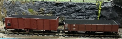 BEMO HOe/HOm - 2 x HOe Open Freight Wagons - Brown - Image 1 of 3