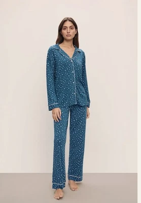 EBERJEY Gisele Impreso Modal Largo PJ Set Luces Festivas Zafiro/Marfil Foto 1 de 2