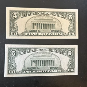 1995 5 dollar Atlanta Star Note Cons.numbers Ref # 202  - Picture 1 of 2