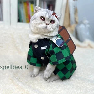 Demon Slayer Anime Pet Cosplay Cat Clothes Kamado Tanjirou Little Dog Coat Gift - Picture 1 of 12