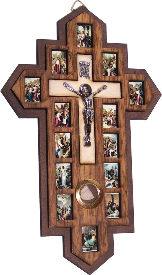 Three Layers With Olive Wood Crucifix - Icon Showing 14 Stations of The Cross...