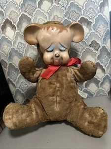 Rubber Face Vintage Knickerbocker Pouting Teddy Bear Rubber Face 12" 1950s Plush - Picture 1 of 22
