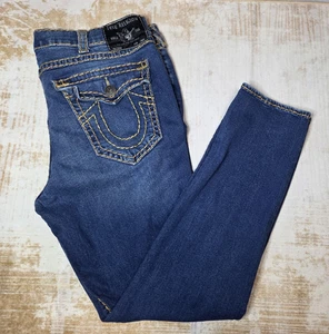 Pantalones de mezclilla True Religion Geno para hombre 44x33 azules desgastados relajados ajustados bolsillos con solapa - Imagen 1 de 15