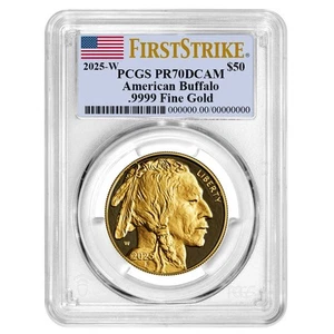2025-W Proof $50 American Gold Buffalo PCGS PR70DCAM FS Flag Label - Picture 1 of 3