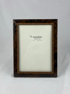 Natalini Made in Italy 5x7 Burlwood Wood Inlay Marquetry Picture Frame - Picture 1 of 8