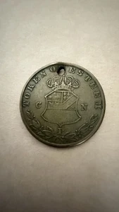 ANTIQUE 1890 ERA TOKEN of ESTEEM GEORGE III  TOKEN HOLED - Picture 1 of 2