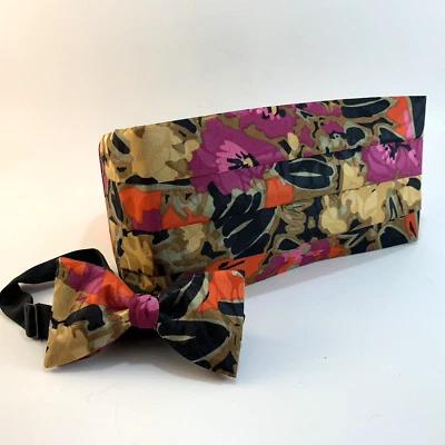 Vintage Retro SANTANA Formal Accessories Floral Cummerbund and Bow Tie Set NIB - Image 1 of 4