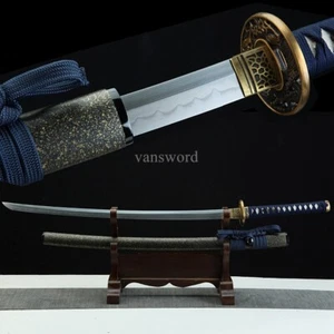 Japanese Katana T8 Steel Clay Tempered Abrasive Brass Tsuba Samurai Sword Sharp. - Picture 1 of 13
