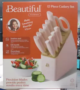 Beautiful Kitchenware 12pc Soft Handle Cutlery Block Set #5323621 Rose Gold NEW - Picture 1 of 3