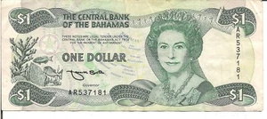 BAHAMAS,1 DOLLAR ,QEII, P#51, L.1974(1992) - Picture 1 of 2