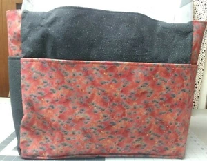 Elegante Cartera/Bolso de Proyecto XL Oriental Paisley Negro Rojo Hecho a Mano 15x18 - Imagen 1 de 7