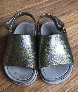 Mini Melissa Shoe Gold Glitter Sparkle Sandals | Size 7 Toddler