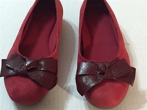 EASY SPIRIT RED SUEDE BALLET FLATS W LEATHER BOW 6M PRISTINE - Picture 1 of 11