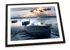 Quadro poster opera d'arte con cornice Morning Sunrise Boat Lake - Foto 1 di 5