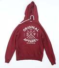Cedar Wood State Mens Red Cotton Pullover Hoodie Size S