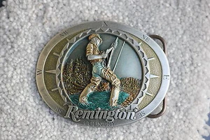 REMINGTON COUNTRY BELT BUCKLE FLY FISHING COMPASS 2002 VINTAGE - Picture 1 of 2