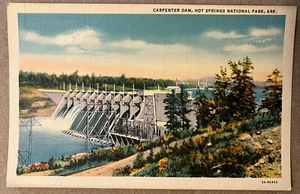 Postal de colección de la presa de carpintero del parque nacional de Arkansas Hot Springs c1930 - Imagen 1 de 2